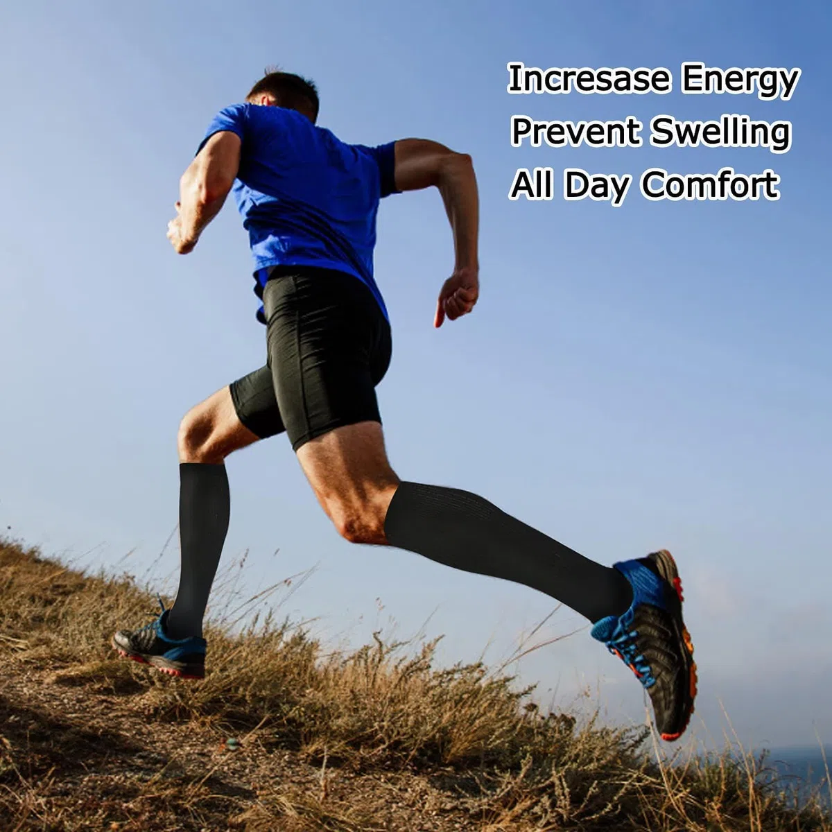 Calze a Compressione, (8 paia) per Uomo e Donna 15-20 mmHg, Calze a Compressione Graduata per Infermiere, Sportivi, Atletica, Medici, Ciclismo, Running e in Gravidanza, Viaggi in Aereo, Recupero