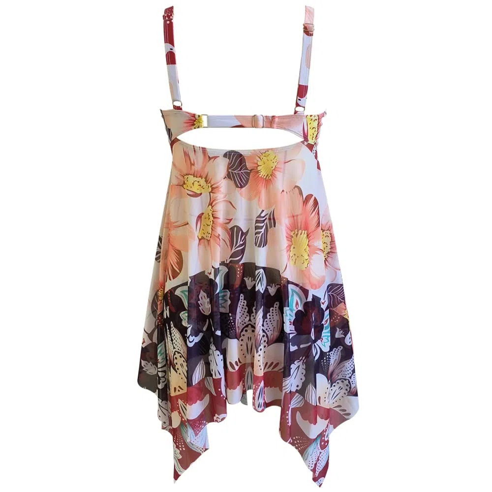 Donna Costume da Bagno 2 Pezzi Tankini Costumi da Bagno Stampati Beachwear Push Up con Sllip Stampati