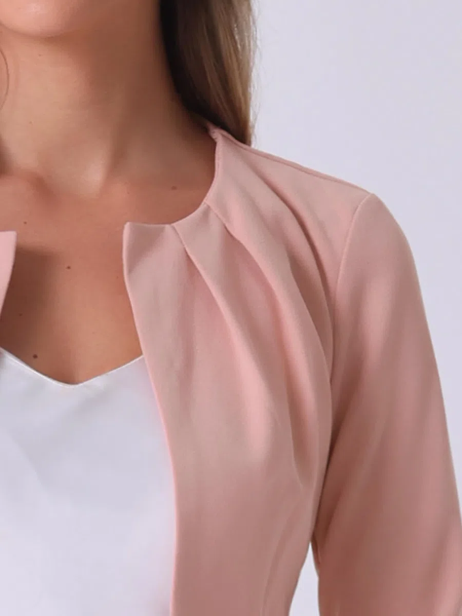 Allegra K Donna Top con Coprispalle con Maniche A 3/4 per Cardigan Corto Aperto sul Davanti con Pieghe Senza Colletto