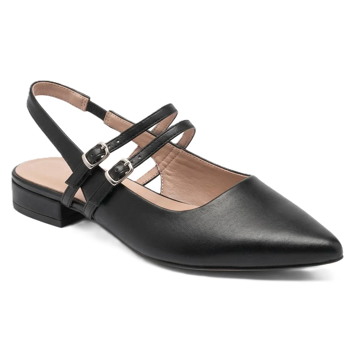 Ballerine Donna Eleganti Scarpe Estive Punta Slingback Doppia Fibbia Tacco Basso Scarpe Comode Ufficio