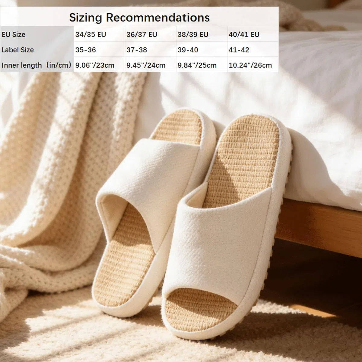 Eagsouni Pantofole di Lino Memory Foam Ciabatte Donna Comode Antiscivolo Morbide Slippers