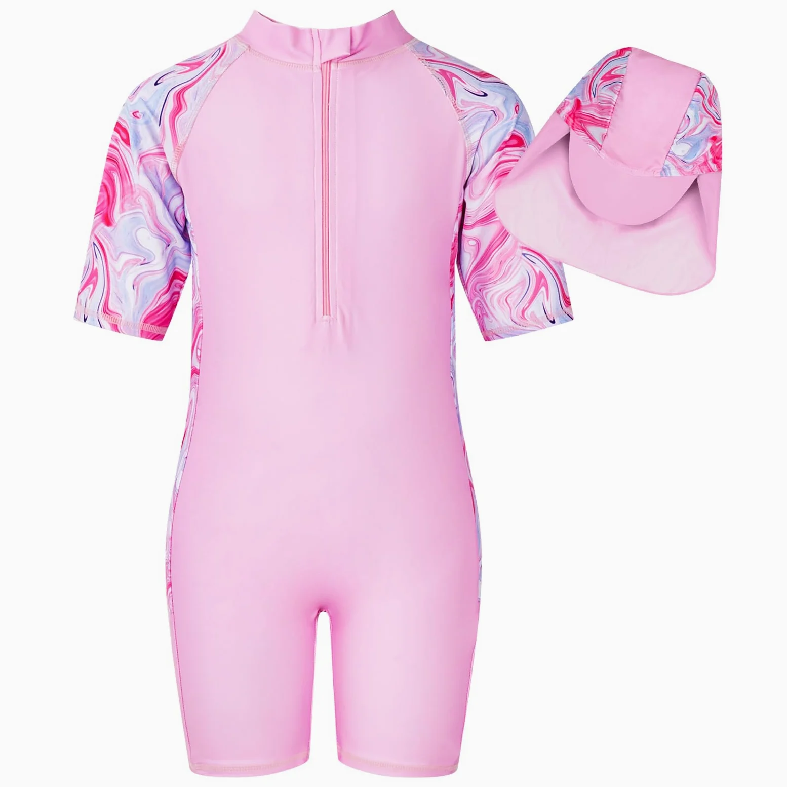 WYTbaby Costume da bagno intero da ragazza, a maniche lunghe, anti-UV, con stampa in tessuto, per bambini, da 4 a 9 anni