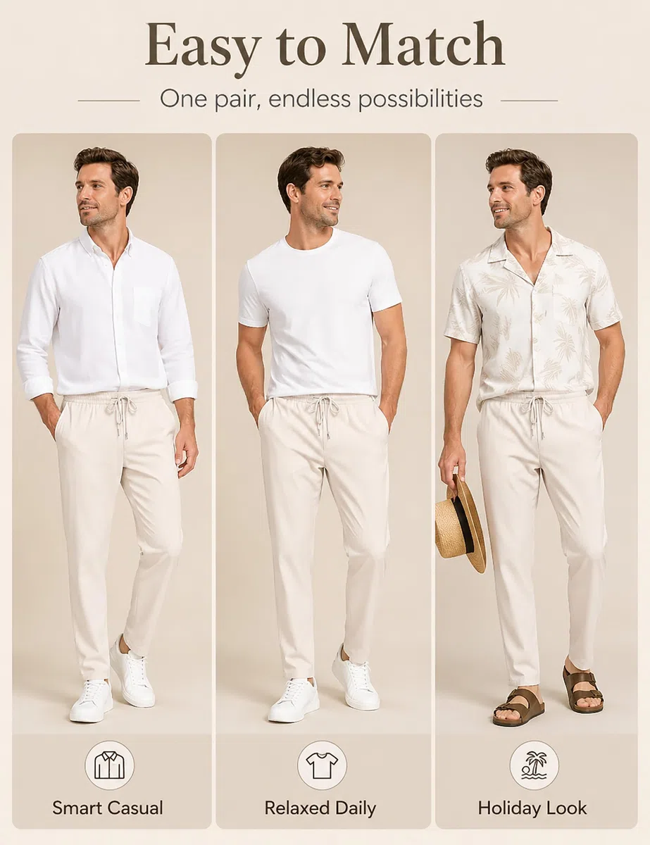 Sykooria Pantaloni Uomo Casual della Tuta con Coulisse a Gamba Dritta Sweatpants per Vacanze Jogging