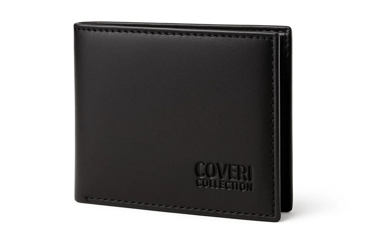 COVERI COLLECTION Portafoglio Uomo in Vera Pelle – Elegante e Resistente – Porta Carte, Documenti e Banconote – Confezione Regalo. (Nero)
