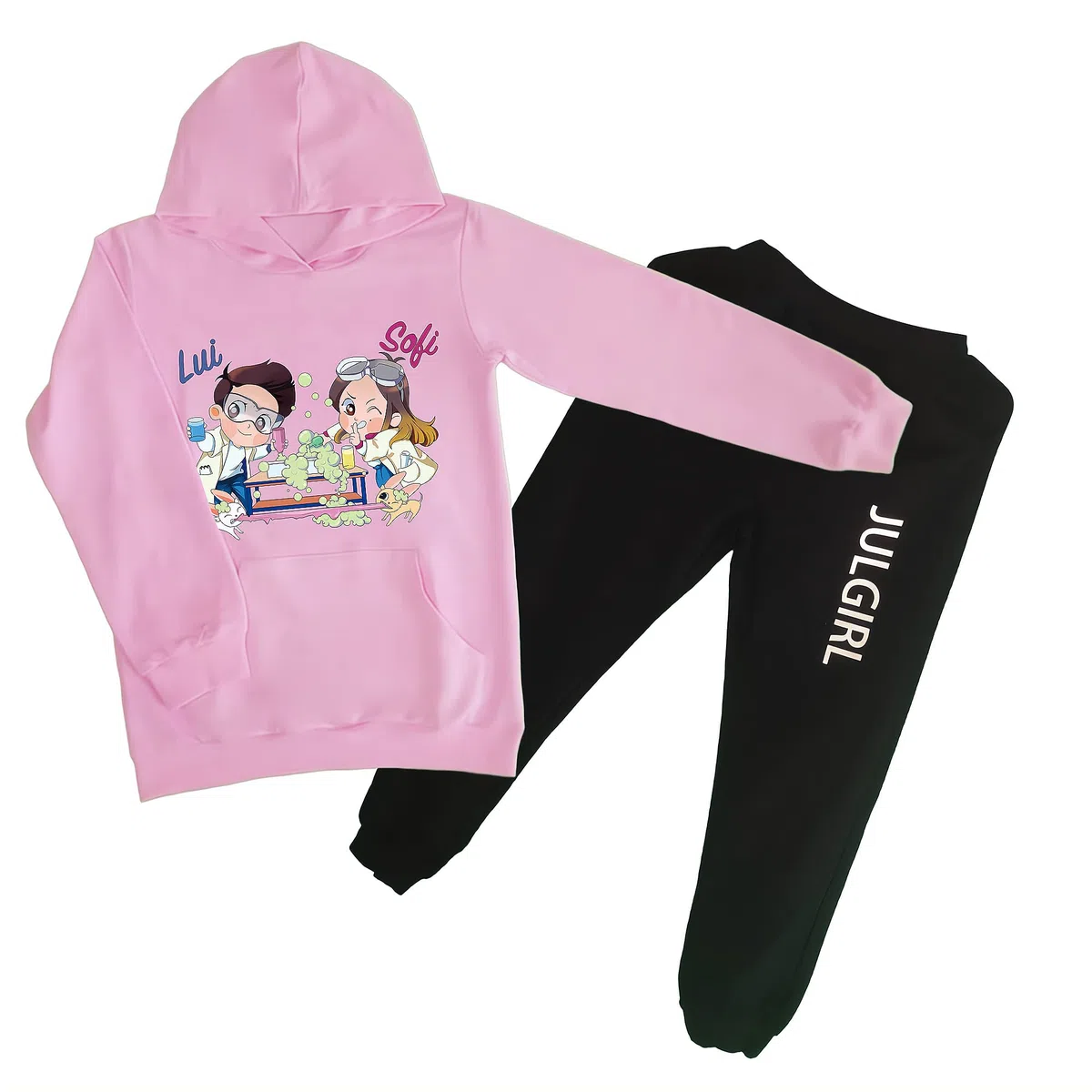 Tuta Bambini, Completo Felpa con Cappuccio e Pantaloni, Set da 2 Pezzi, 3-12 Anni, Cotone, Streetwear Y2K per Ragazze e Ragazzi