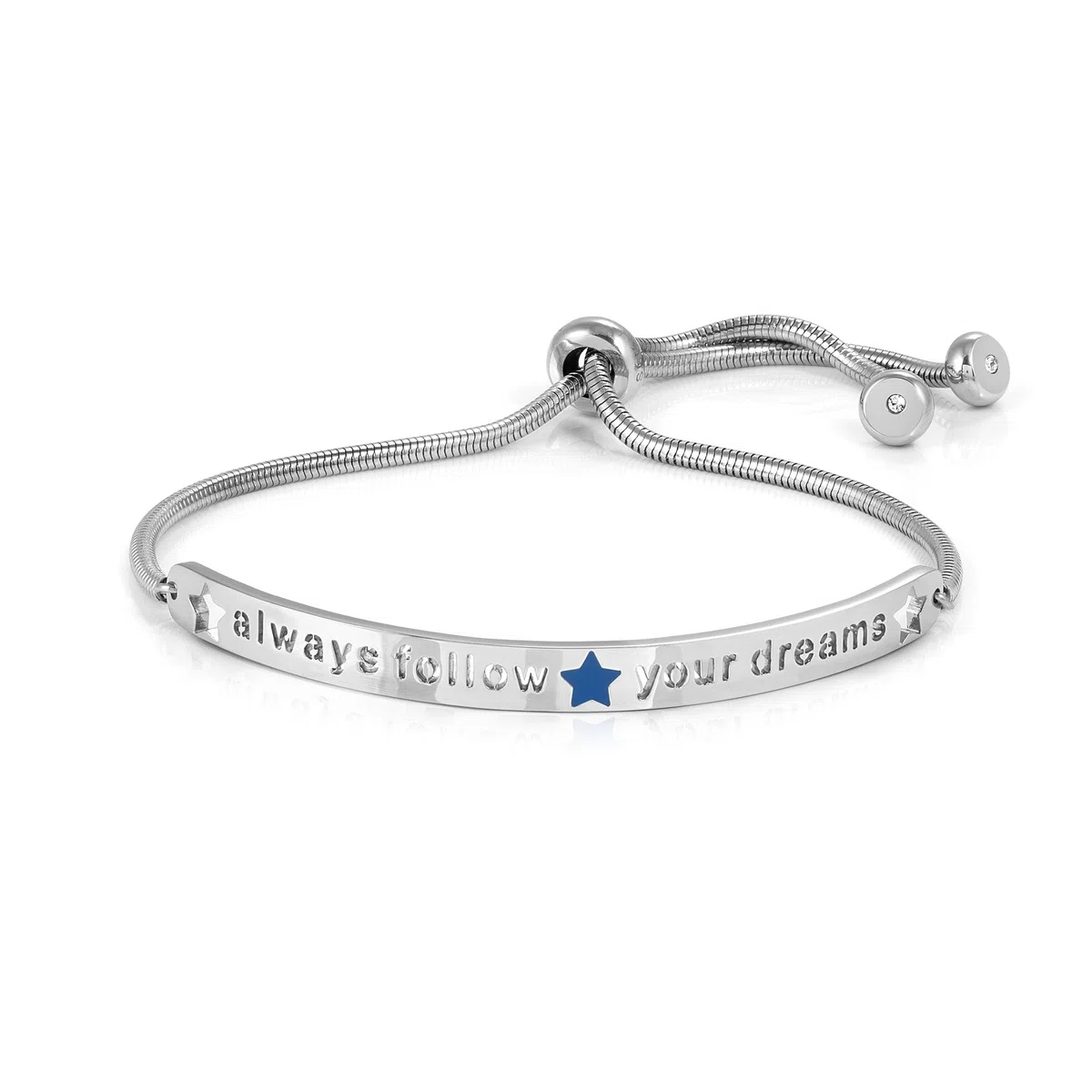 Nomination Bracciale Donna - Collezione Messaggiamo, Acciaio e Zirconi, Lunghezza Regolabile 14-20 cm, Chiusura Scorrevole, Idea Regalo