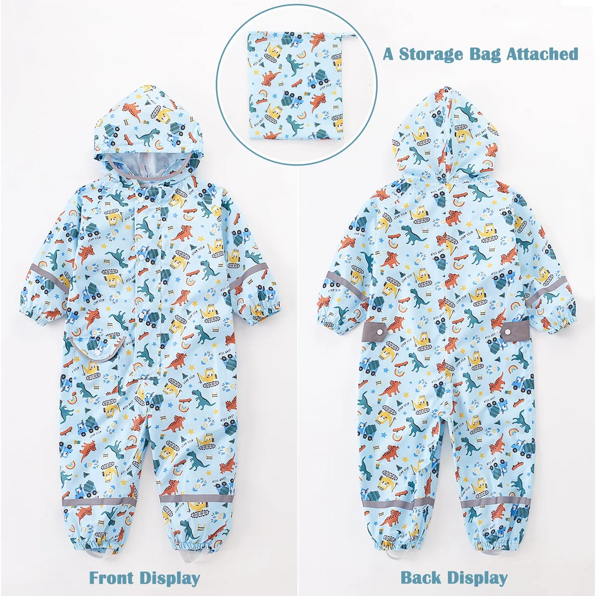 Fewlby Tuta Impermeabile Bambini Tuta Pioggia Bambina Antipioggia con Cappuccio Poncho Impermeabile Ragazze Ragazzi Giacche da Pioggia con Cappello Trasparente per 1-10 Anni