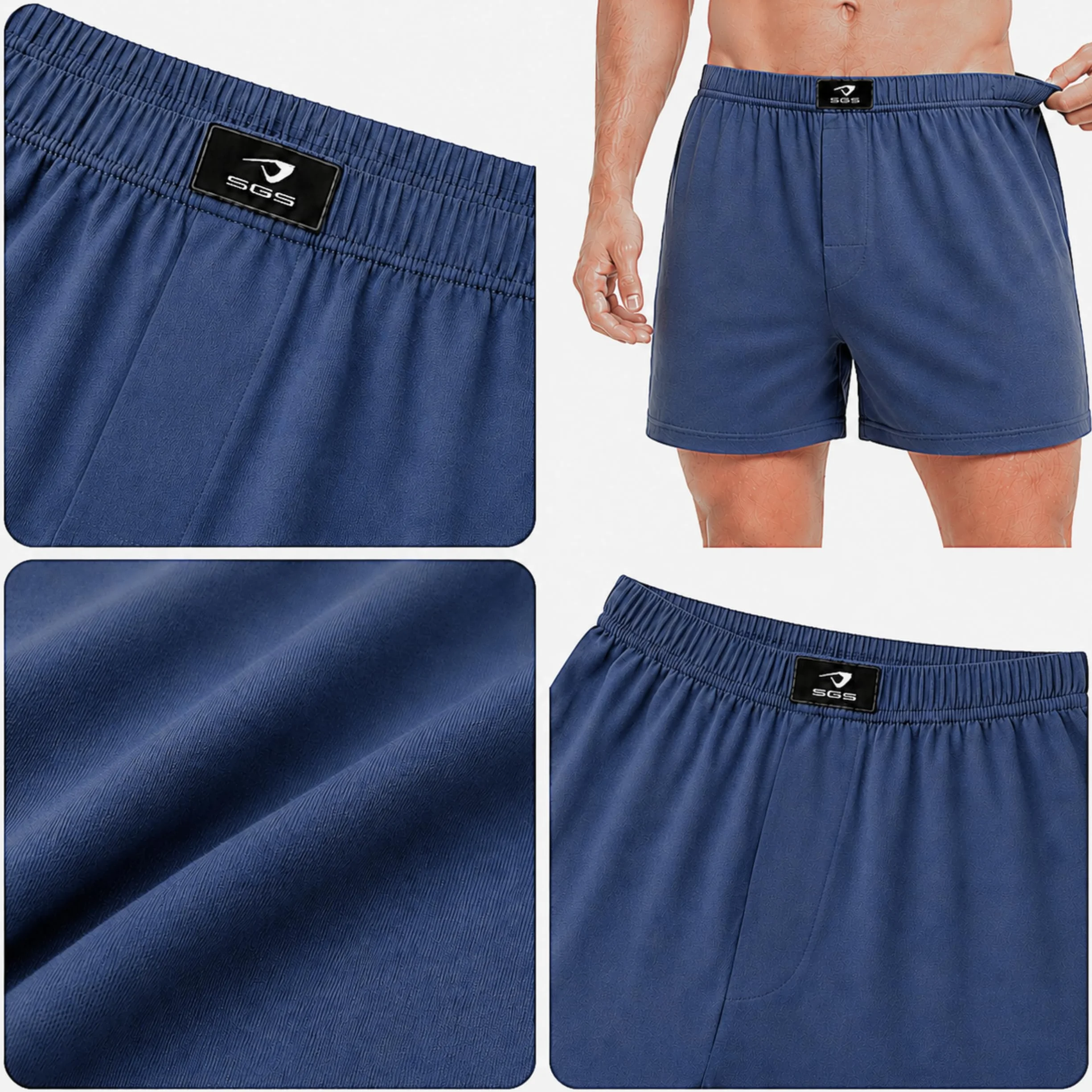 SGS Boxer Uomo Morbidi e Larghi - Mutande Uomo a Pantaloncino in 100% Cotone, Mutande a Pantaloncino, Confezione da 10 o 6 - Boxer Uomo Cotone di Tela