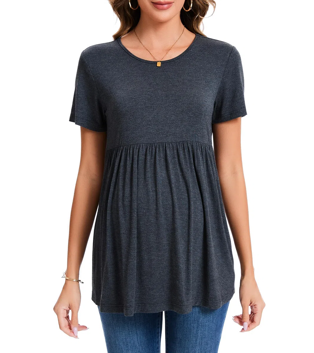 Maglietta da maternità Carina Estate Maniche Corte Top Casual con Volant Peplum per Lavoro