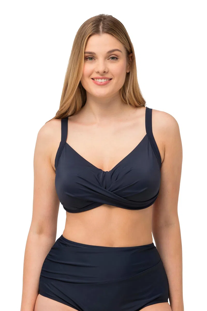 Ulla Popken Top del Bikini con Drappeggio, Coppe morbide e Spalline Regolabili 827044