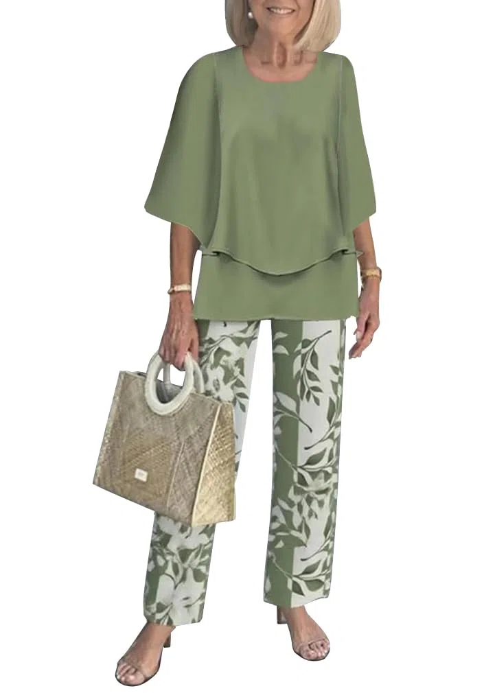 shownicer Completo Donna Estiva 2 Pezzi Manica a 3/4 Camicia + Pantaloni Set Casual Elegante Tuta Outfit