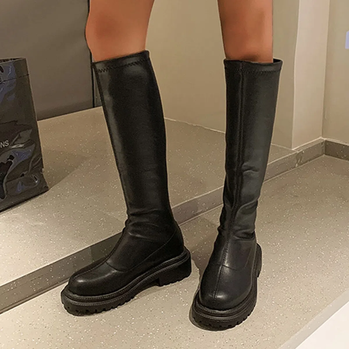 Generisch Stivali da equitazione da donna, al ginocchio, in similpelle, per l'autunno, l'inverno