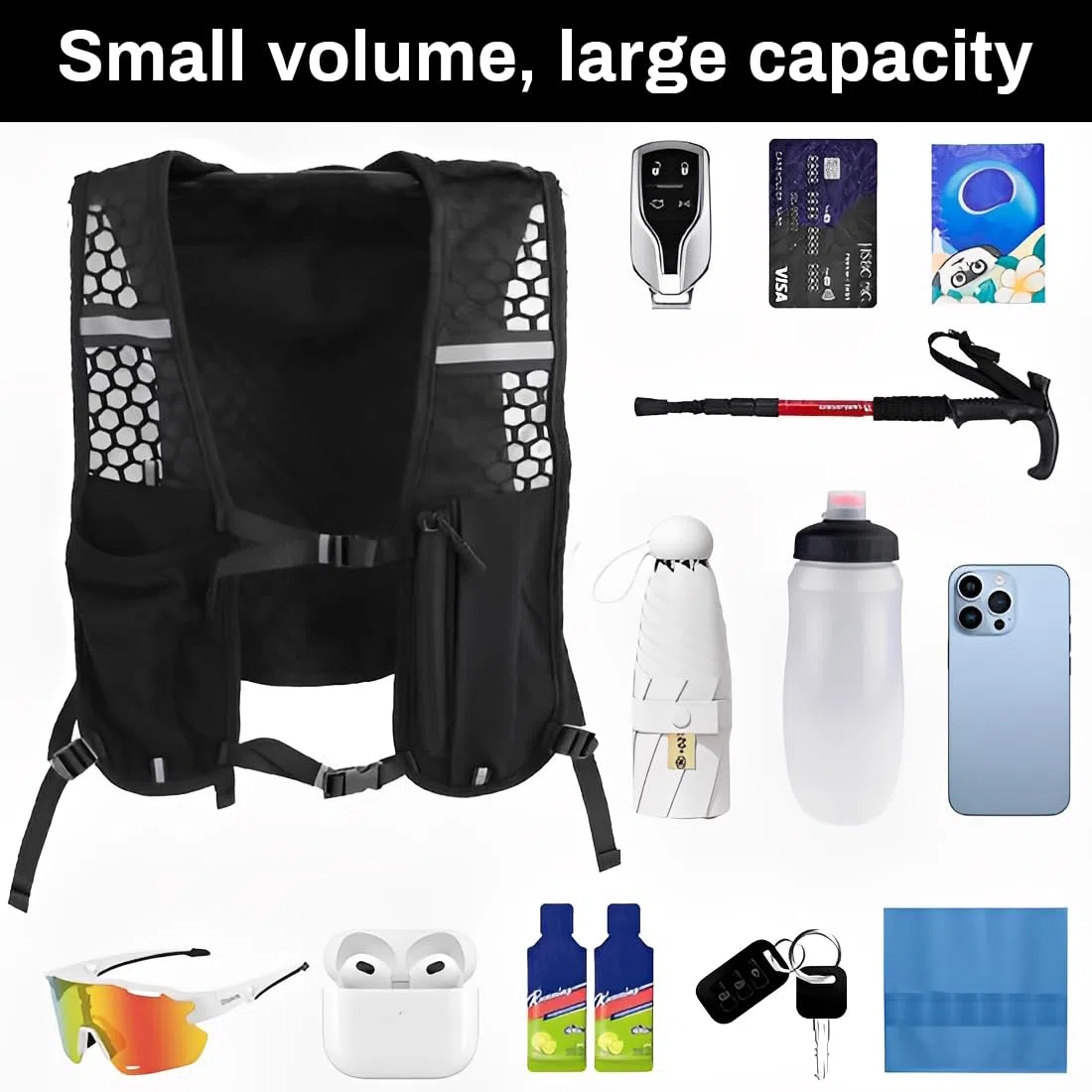 Gilet da corsa per donna e uomo, cinturini pettorali regolabili, gilet running uomo, traspirante e riflettente, zaino gilet da corsa, Running Vest