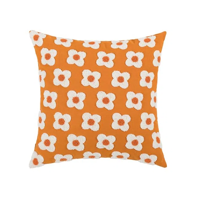 ATMACA Cuscini per divano Coppa Di Cuscino Floreale Romantico Coppa Di Cuscino Verde Giallo Viola Viola-Orange 45X45Cm