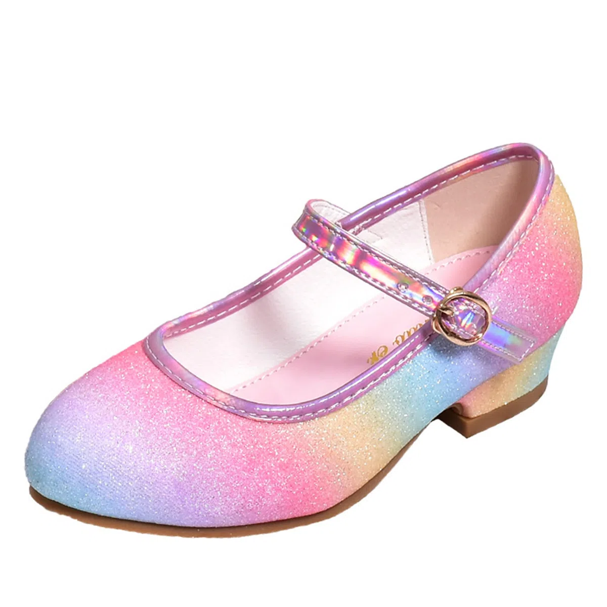 Scarpe Principessa Bambina Scarpe Bimba Tacco Scarpe Arcobaleno Tacchi Ragazza Scarpe Cosplay Principessa con Paillettes Scarpe Eleganti Bambina per Cerimonia Festa