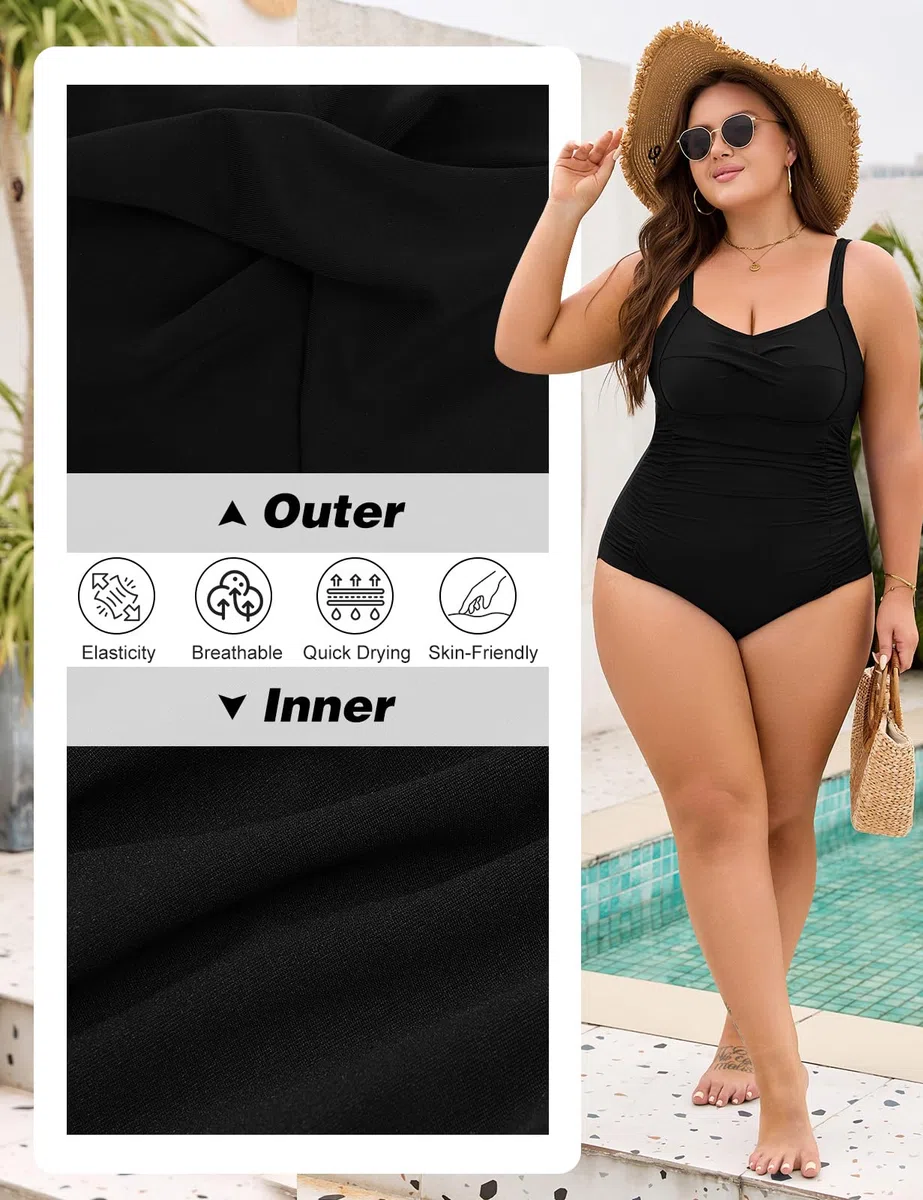 Costume Intero Donna Taglie Forti Controllo Addominale Costumi da Bagno Push Up Imbottito Reggiseno Swimsuit Piscina Stampe di Moda L-4XL