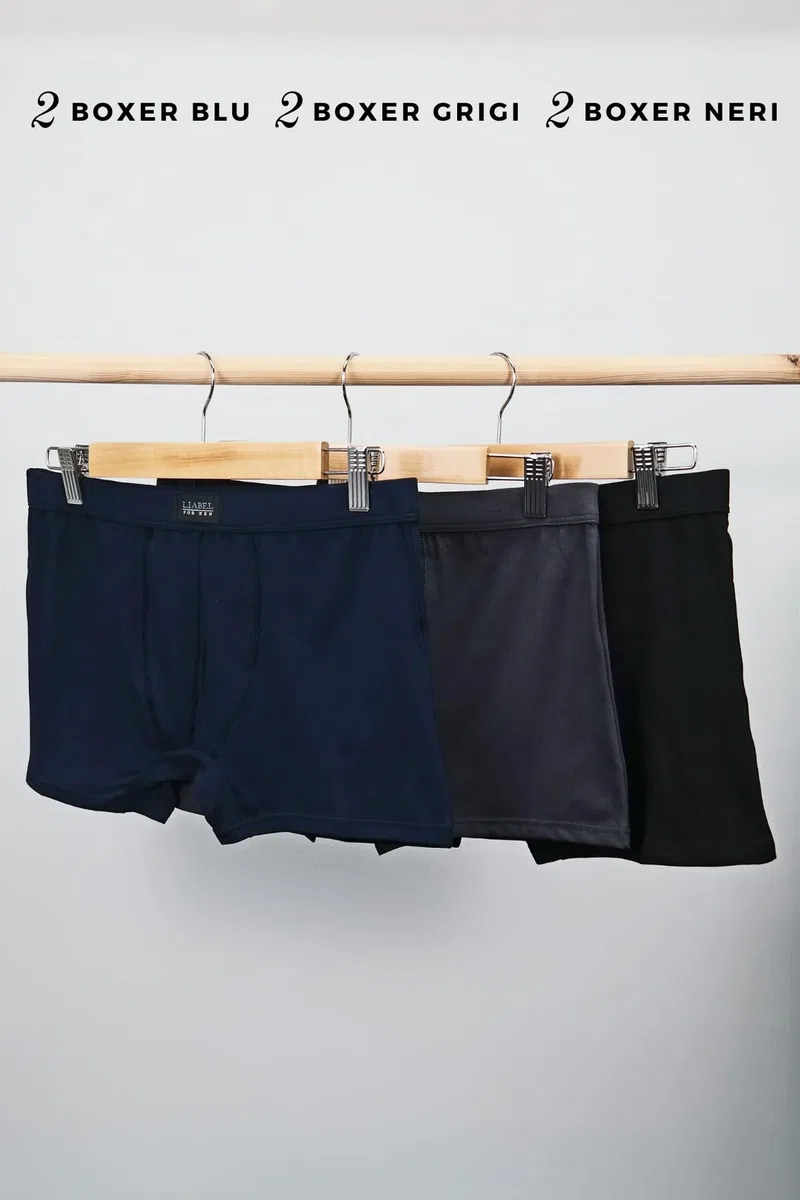 Liabel Boxer Uomo Cotone Elasticizzato (Confezione da 6) Mutande Uomo Boxer in Cotone Bielastico – Taglie M-XXL