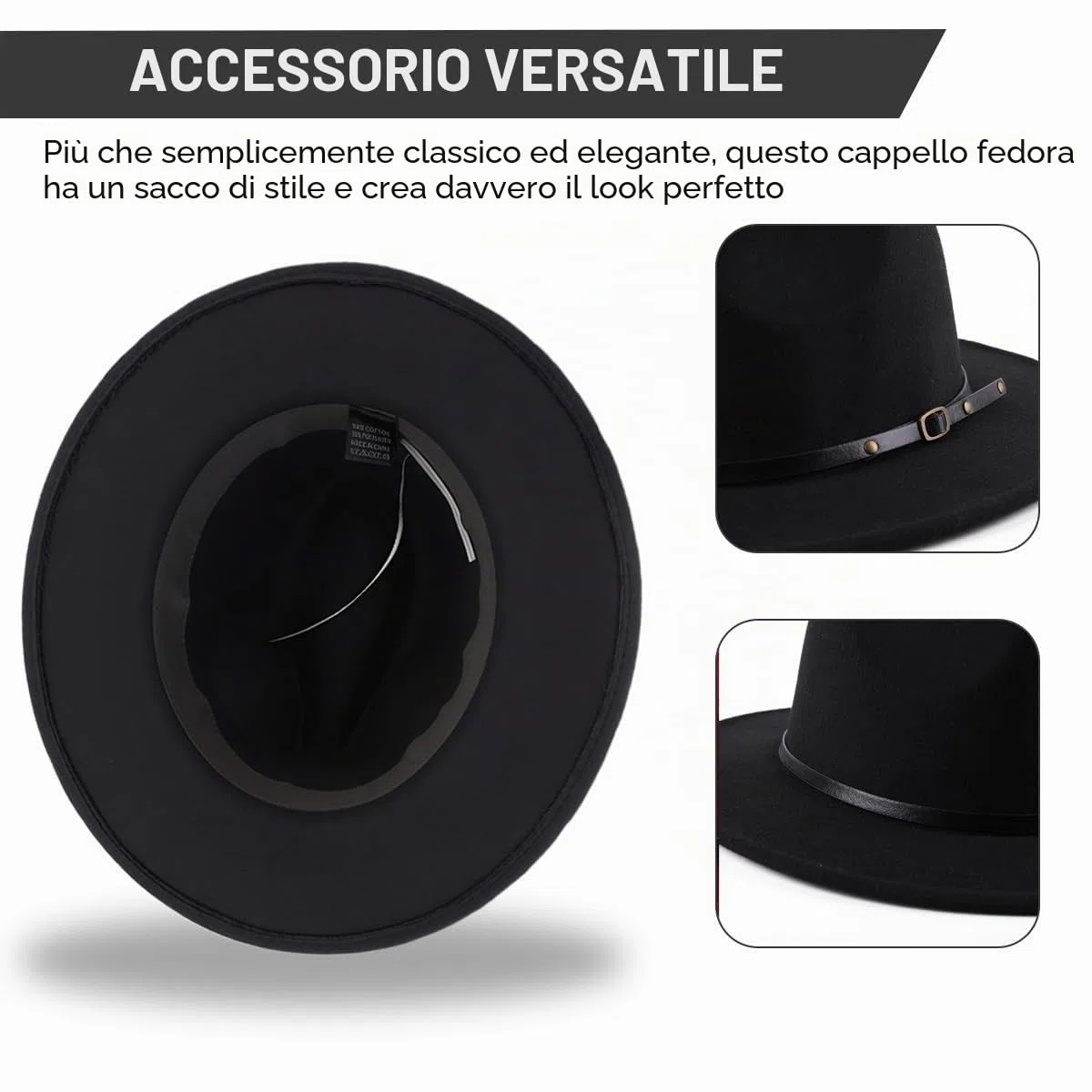 ericotry Cappello Fedora Classico Unisex in Misto Lana con Fibbia per Cintura, Cappello a Tesa Larga, Cappello da Derby per Chiesa, Jazz, Trilby, Berretti per Uomini e Donne, Feste di Nozze, Talent