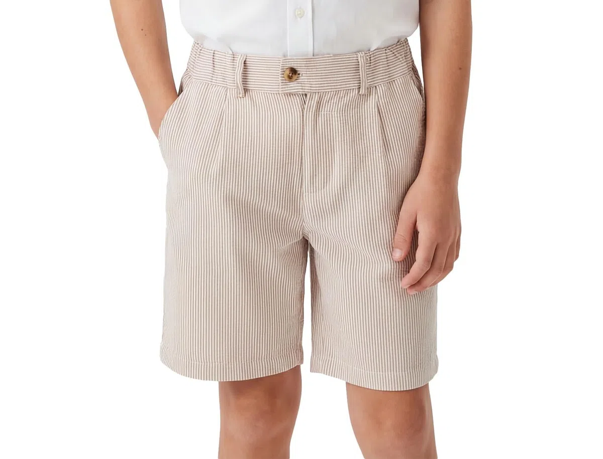 LOLANTA Pantaloncini Bambino in Seersucker per Matrimoni, Pantaloncini Eleganti Leggeri in Misto Cotone per Ragazzi Vita Regolabile con Tasche per Estivo,
