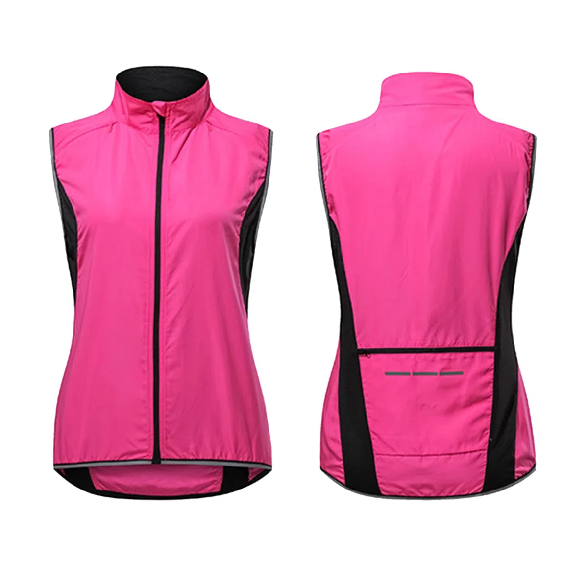 ARMAAN Gilet da Ciclismo da Donna Ultraleggero Colletto alla Coreana Softshell Gilet da Corsa Riflettente Antivento Antipioggia Bicicletta Senza Maniche Giacca da Ciclismo MTB Tute da Bici,Pink-M