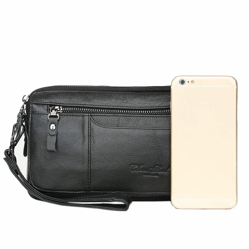 Pochette in pelle borsa da polso per uomo donna viaggi d'affari all'aperto organizzatore cinturino da polso marsupio portamonete portamonete tasca multipla porta telefono iPhone 7 Plus/8/8 Plus/X, #01