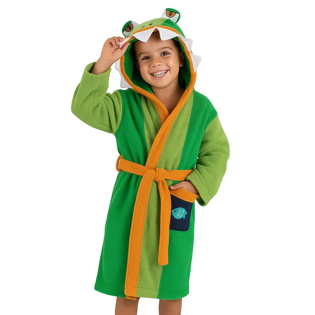 Top Towel - Accappatoio Bambino e Bambina Foxy in Cotone 100% | Spugna Morbida e Assorbente Certificata OEKO-TEX® 450 g/m² | Con Cappuccio, Tasca e Cintura – Ideale per Bagno o Piscina - 2 Anni