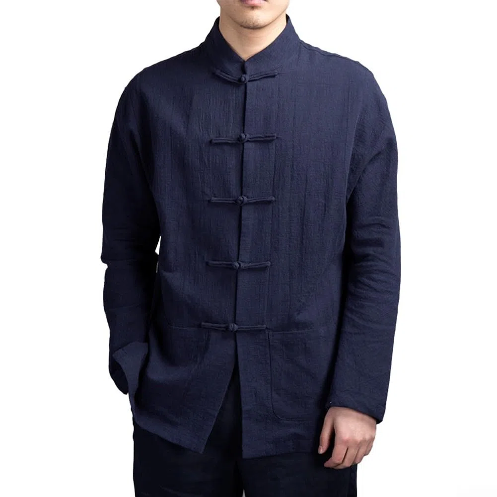Giacca uniforme cinese da uomo, giacca tradizionale per kung fu tai chi, camicia a maniche lunghe, vari colori