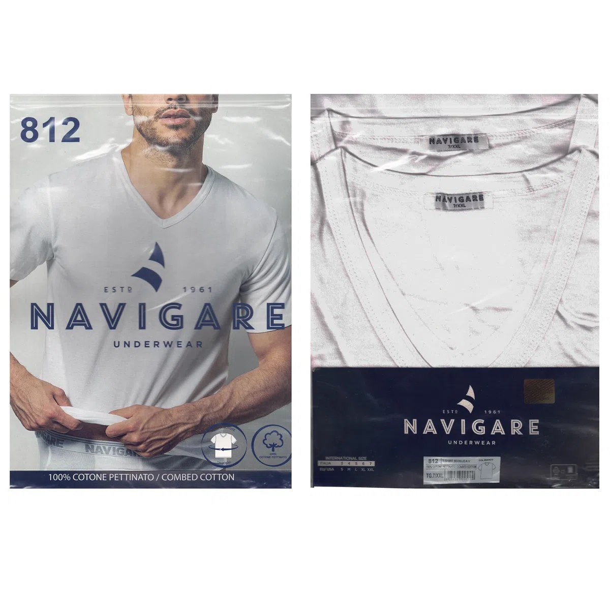 Navigare T-Shirt Canotta in 100% Cotone, Confezione da 2-4 Pezzi, Limited Edition for Azzeta