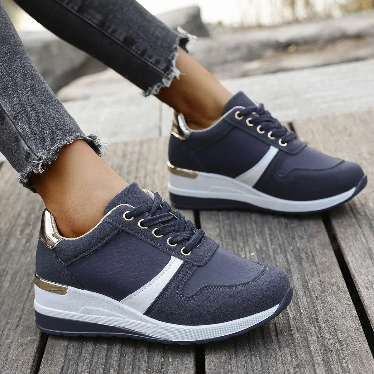 Scarpe da ginnastica da donna, traspiranti, da tennis, leggere, comode, casual, alla moda, antiscivolo, casual, colore bianco, nero, per attività all'aria aperta