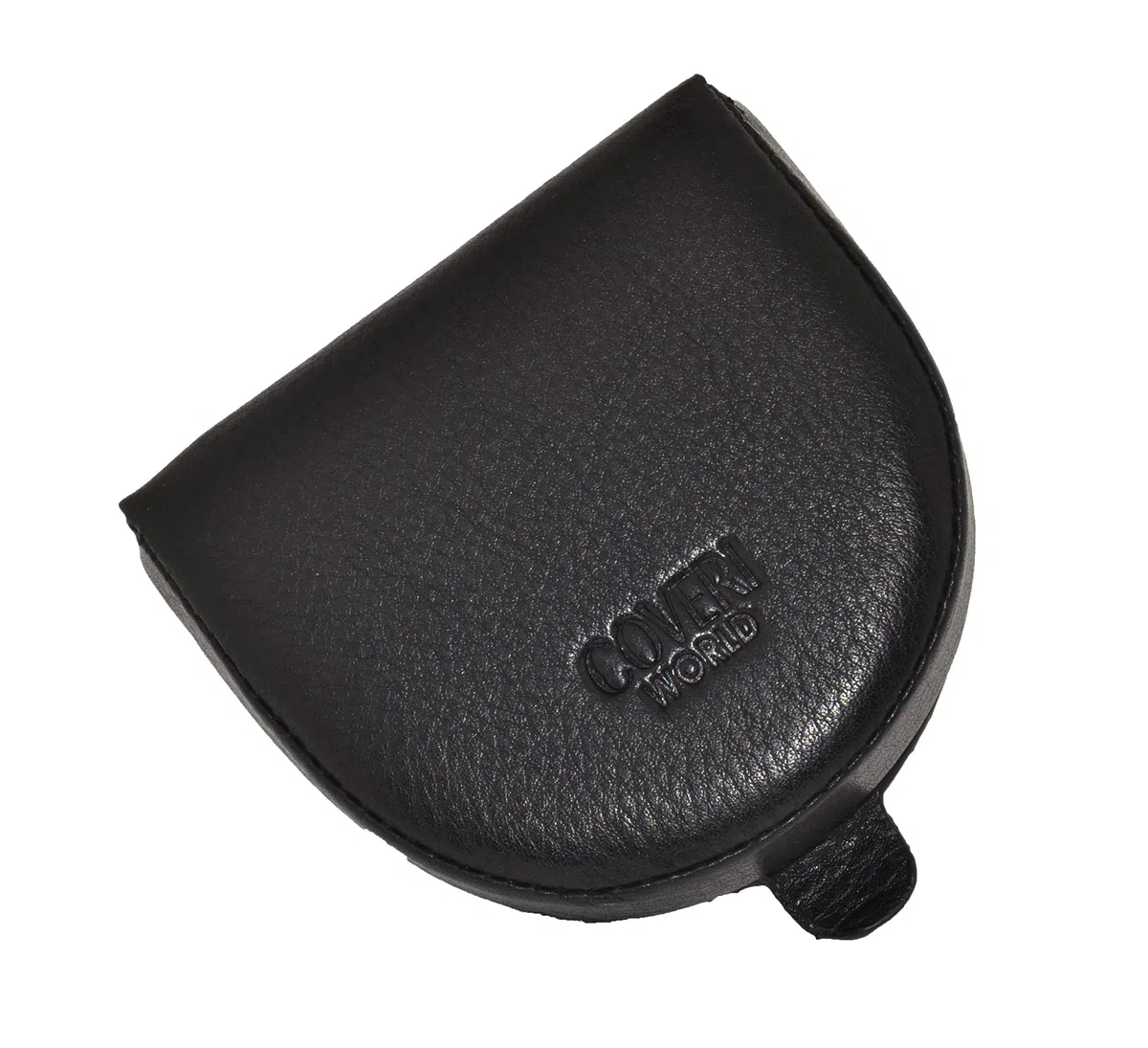 COVERI WORLD Portamonete Uomo in Vera Pelle Nera, Tacco Porta Euro con 2 Tasche, Chiusura a Incastro, Compatto