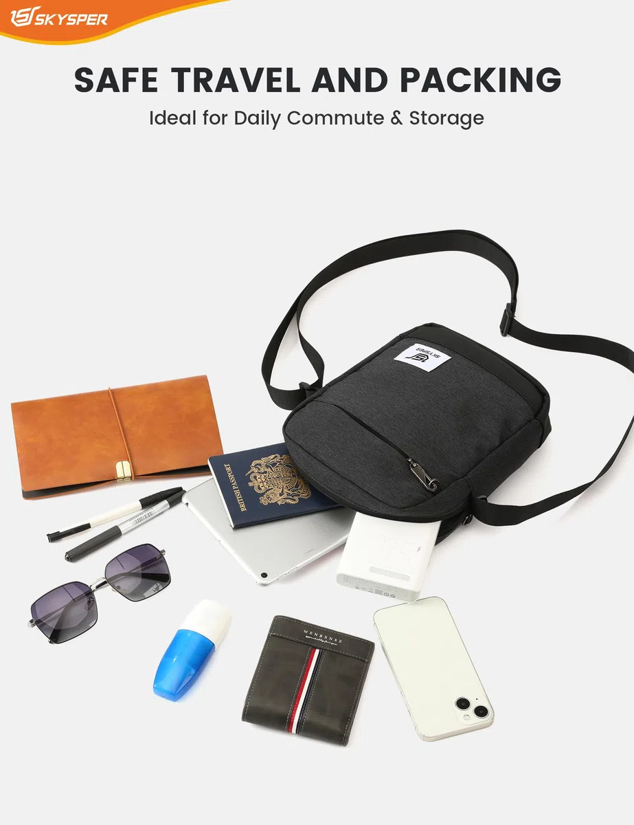 SKYSPER URBANX3 Borsello Tracolla Uomo Piccolo - Antiscippo, Borsa Messenger