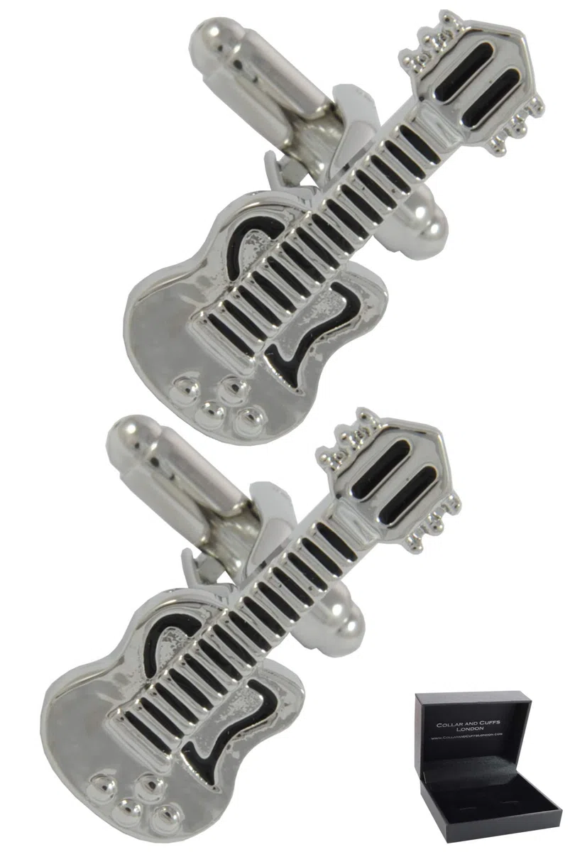 Cufflinks for Men Music - with Box - Novelty Metal Designer Fun Cufflinks - Solid Brass Metal - Music and Film - One Pair