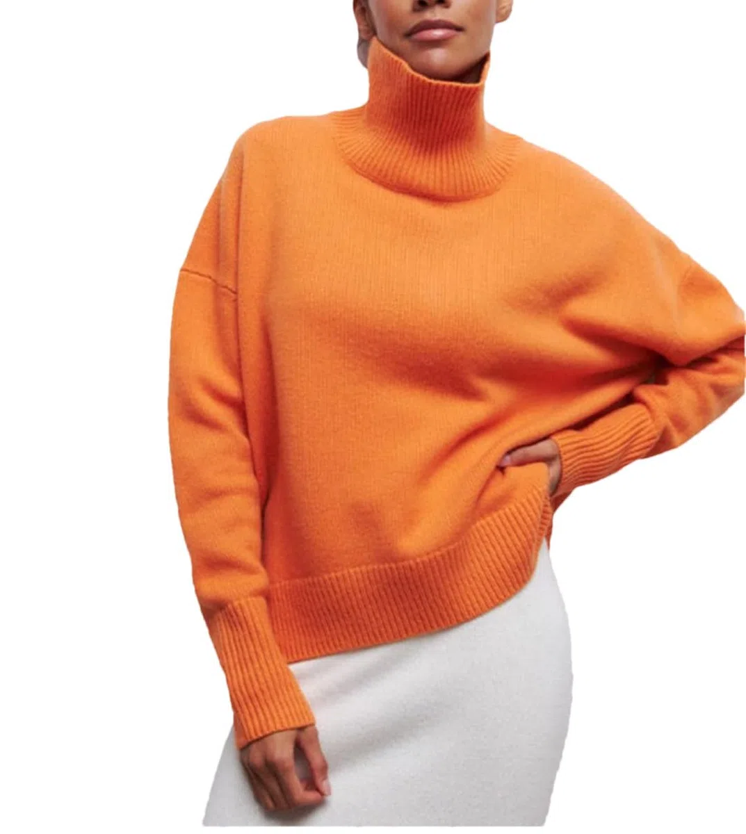 Maglione da Donna in Cashmere all'Uncinetto Lavorato A Maglia Maglione A Collo Finto Pullover Sciolto Solido Maglioni Casual
