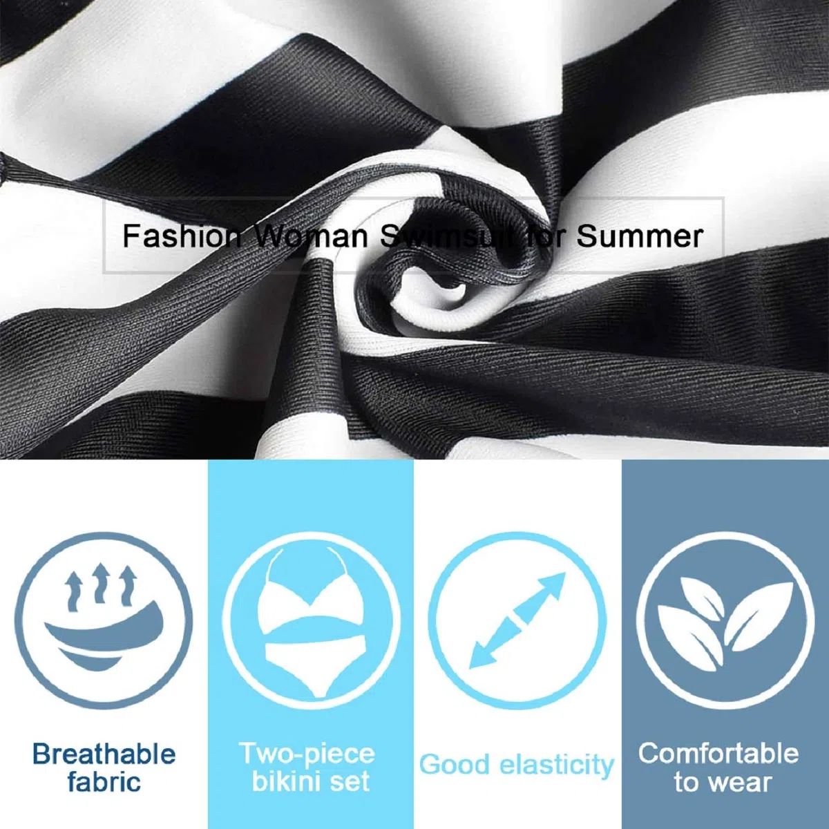 Tuopuda Costumi da Bagno Donna Costume Mare Push Up Imbottito Reggiseno Bikini Due Pezzi Righe Halter Coordinati Sexy Abiti da Spiaggia Brasiliana Bikini Estivi Beachwear