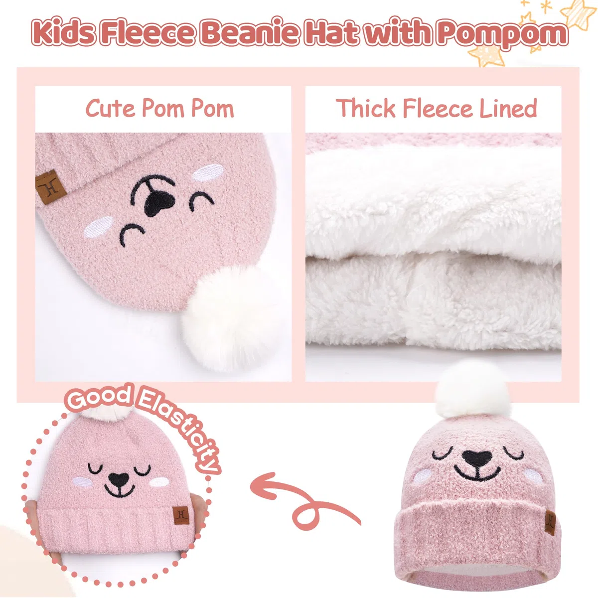 Bequemer Laden Invernale Bambino Sciarpa Guanti Cappello con Pon Pon, Termico Berretto Scaldacollo Manopole per 0-4 Anni Bambini Piccoli 5-8 Anni Bambina Bimbo