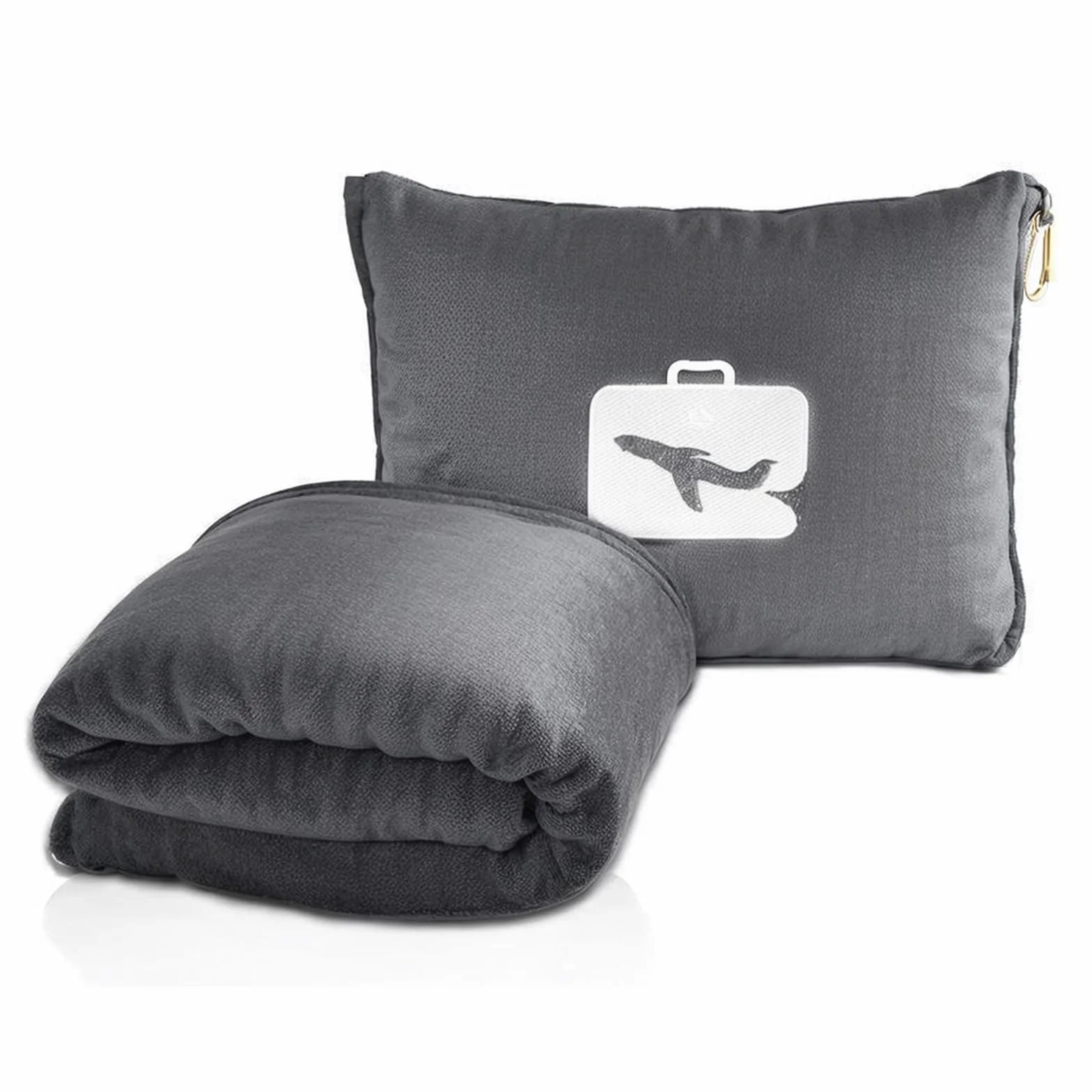 Amexo Coperta da viaggio morbido e caldo 2 in 1, Super leggera Portatile Aereo per viaggi aerei, affari e ufficio (grigio)