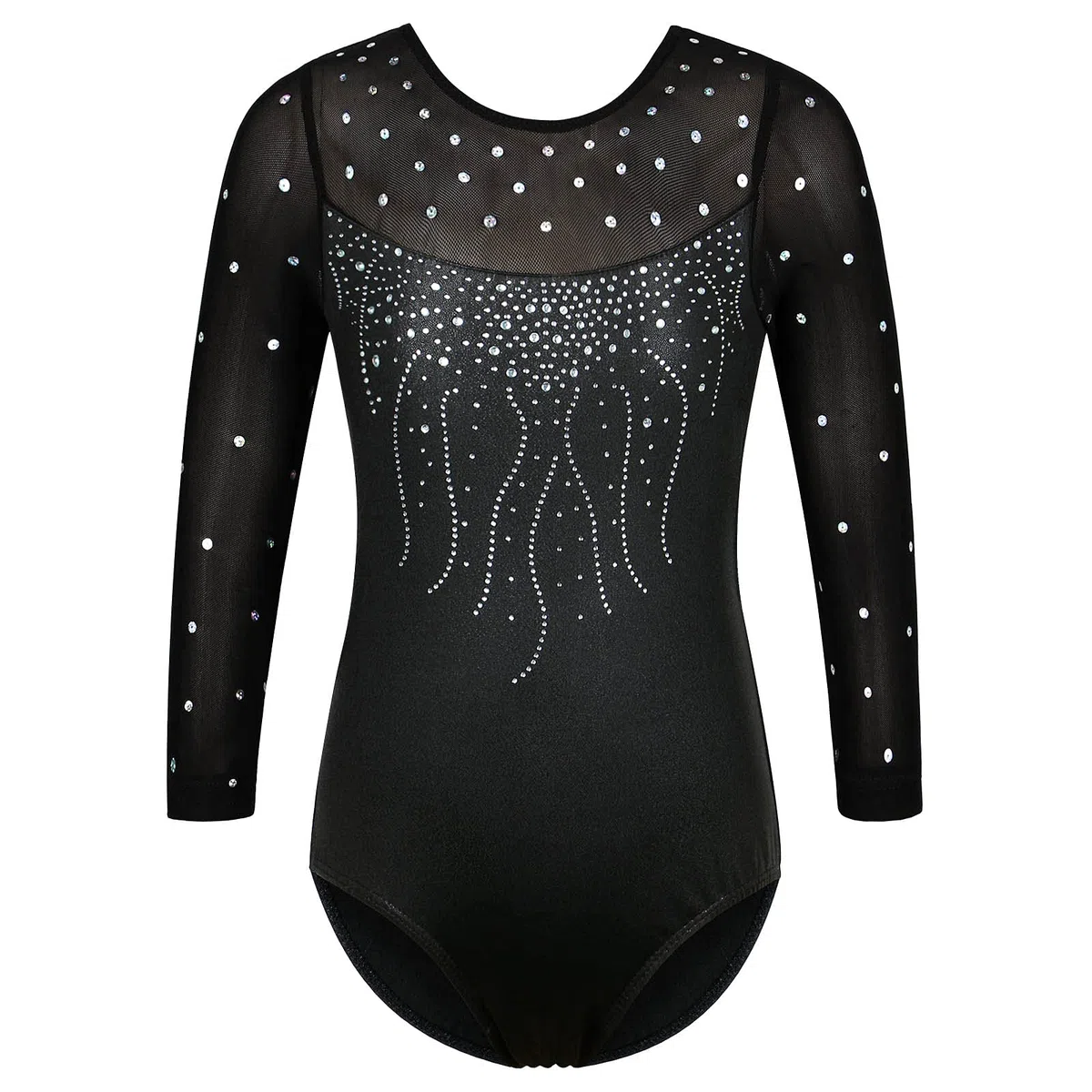 Body da ginnastica per bambini, con paillette, body da ginnastica, a maniche lunghe, in tulle