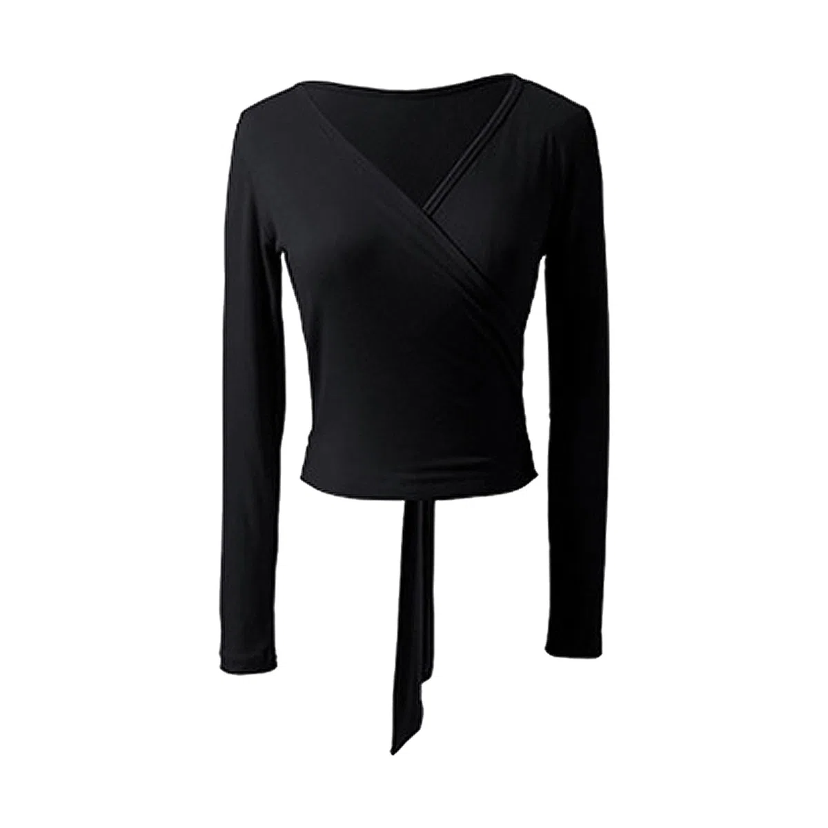 Scaldacuore Danza Body Classica Donna e Ragazza, Top Avvolgente, Manica Lunga, Danza Classica, Ginnastica, Maglioni complessivi, Cardigan riscaldante con Lacci(Nero,S)