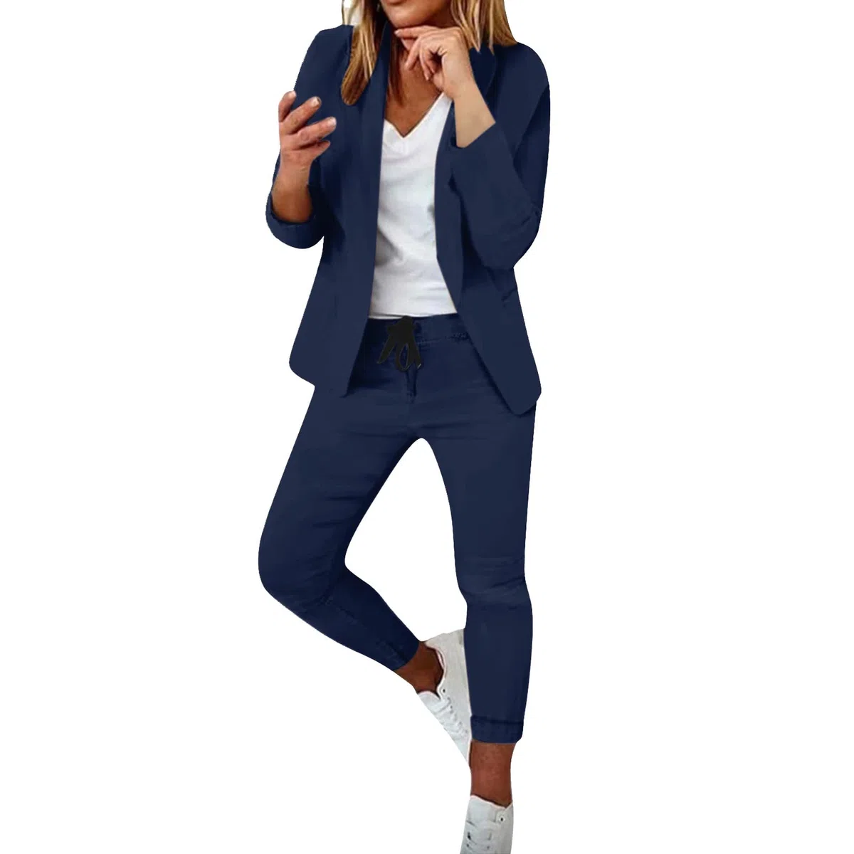 Generico Completo Tailleur Donna Eleganti Curvy Abiti 2 Pezzi Giacche a Maniche Lunghe con Bottoni e Pantaloni Vita Alta Casual Tuta da Abito Invernale Offerte Complete da Donna Ufficio per Sera