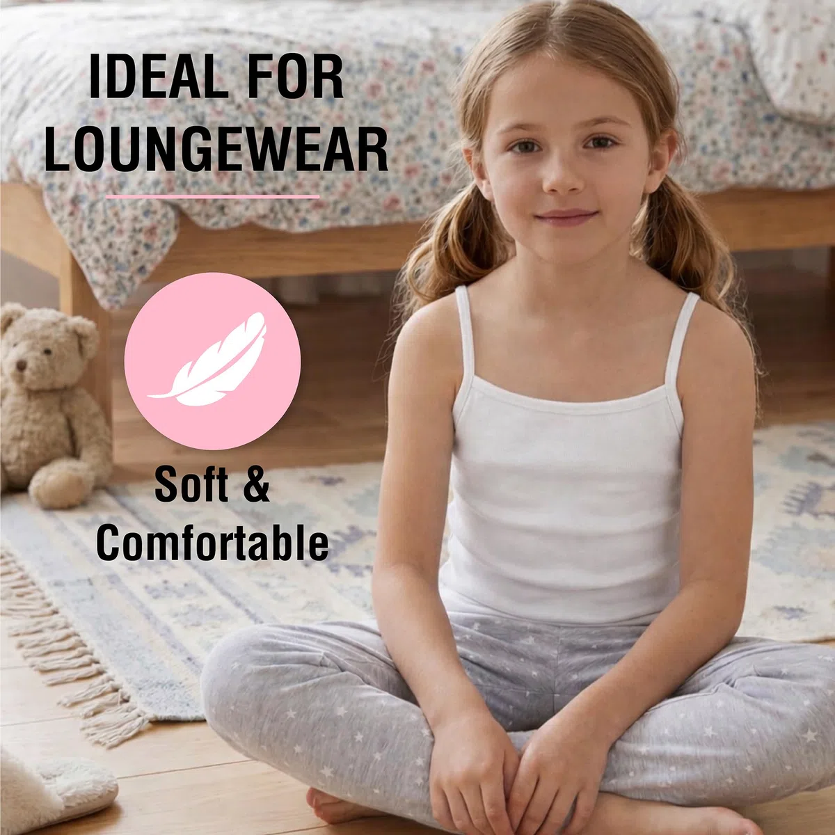 The Essentials Wardrobe Canottiere da bambina senza maniche, 100% cotone, taglia 4-13 anni, confezione da 5