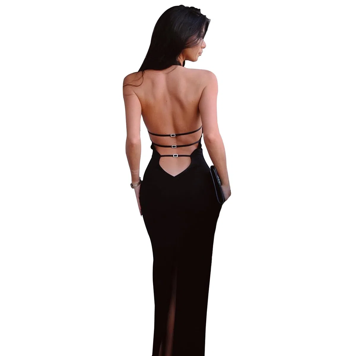 Vestito Donna Spaghetti Strap Senza Maniche Vestito Collo Cavezza Vestiti da Cerimonia Abito da Sera Partito Bodycon Senza Schienale Festa Banchetto