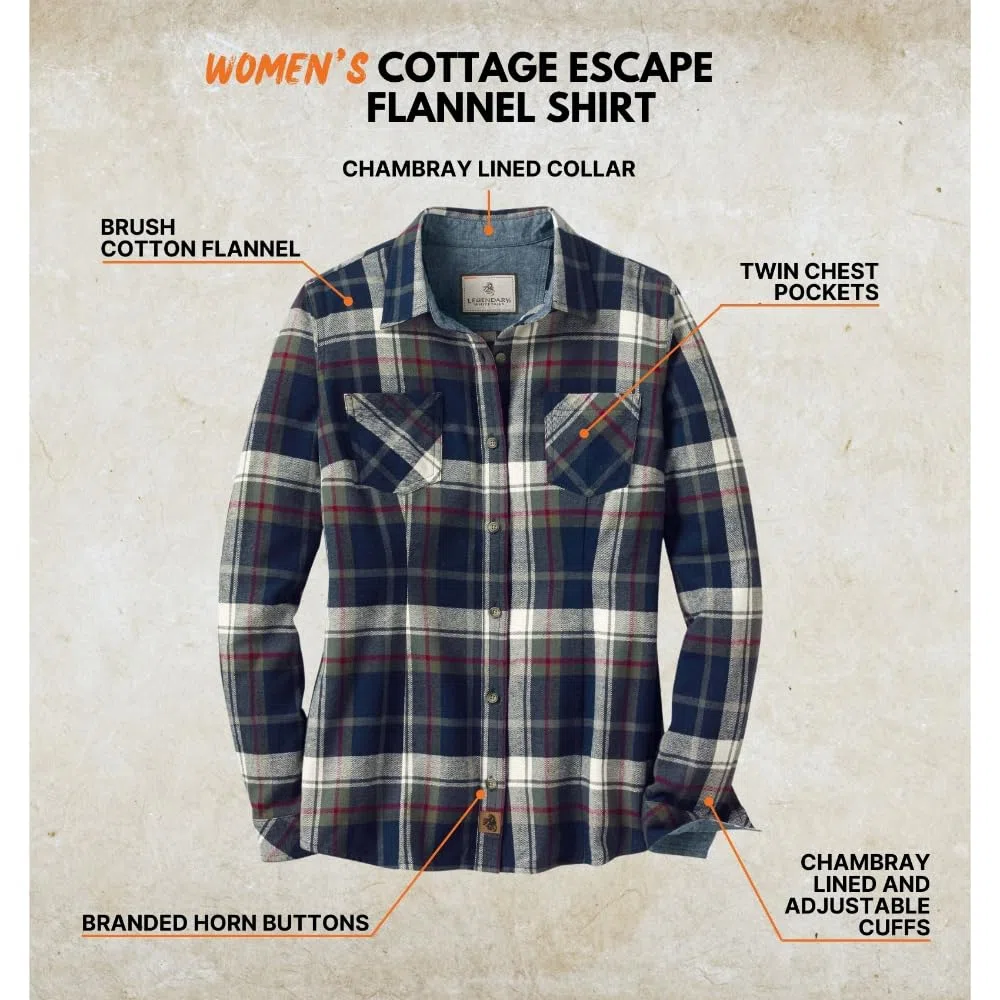 Legendary Whitetails, Camicia da Donna a Maniche Lunghe in Flanella, con Bottoni, 100% Cotone