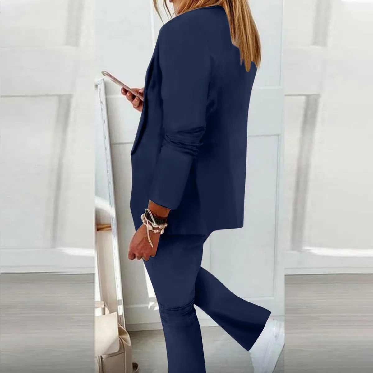 2025 Completo Donna Elegante Tailleur Blazer Completi Estivi e Primavera da Donna 2 Pezzi Risvolto Completo a Gamba Larga Pantaloni Giacca Abbigliamento per Ufficio Business OL Curvy Tuta