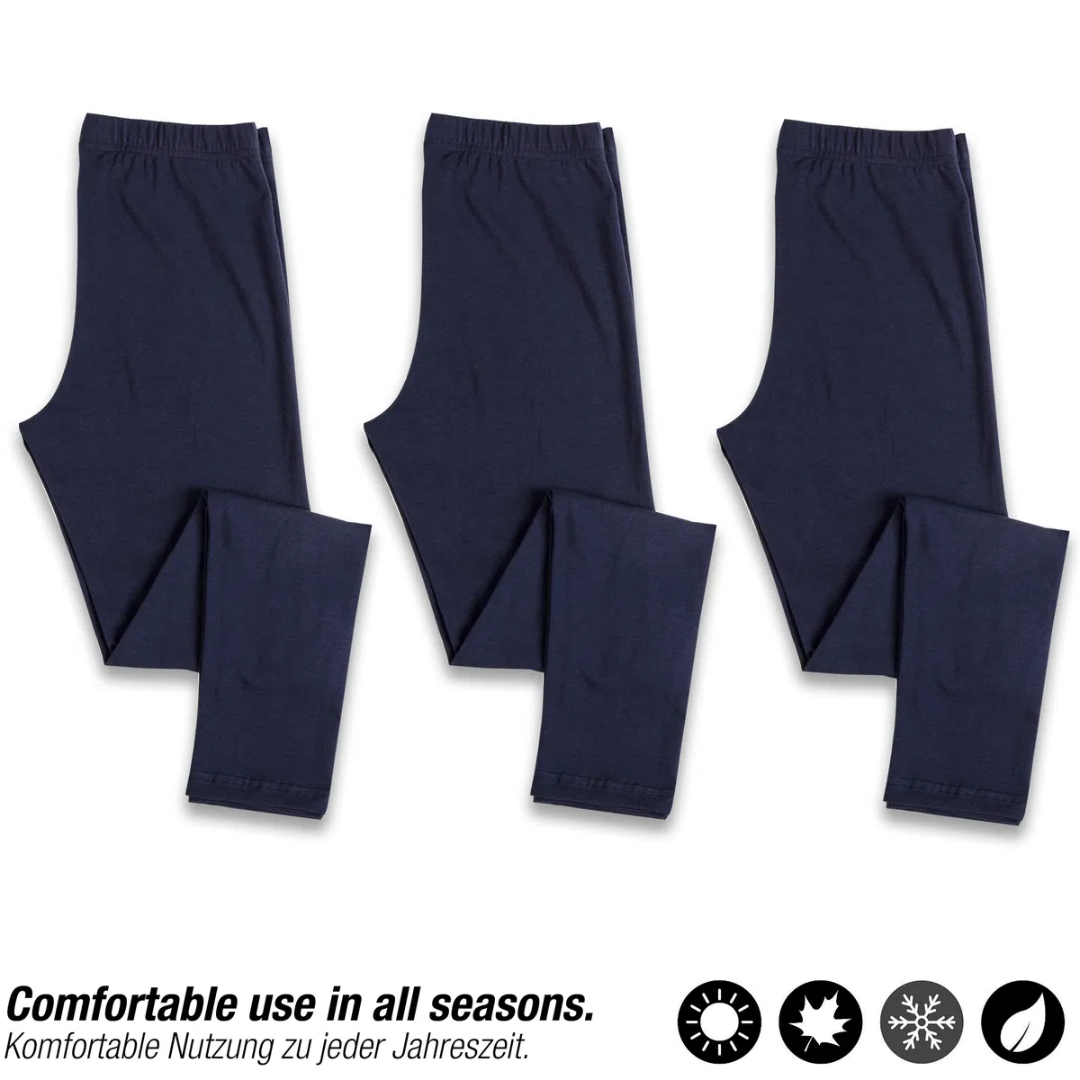 LOREZA® Set di 3 di Leggings per Bambina Pantaloni Lunghi in Cotone Opaco per Il Tempo Libero Elasticizzati per Tutti i Giorni