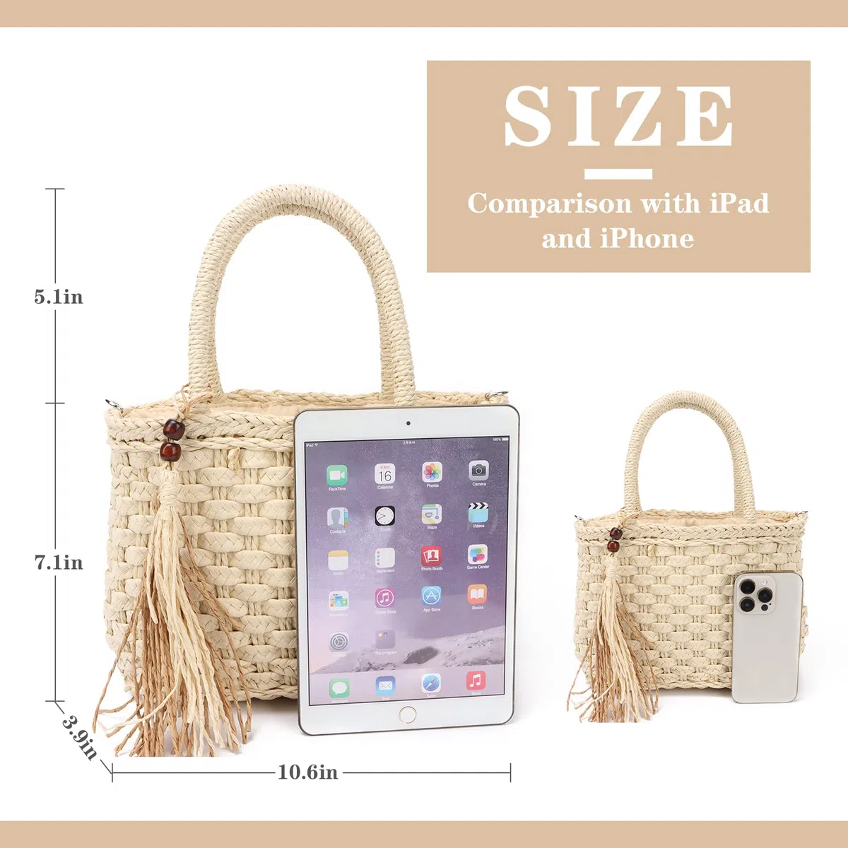 EVEOUT Borsa a Cesto in Paglia Intrecciate Donna con Tracolla Pochette Borsa a mano rafia spiaggia vacanze viaggio Estate