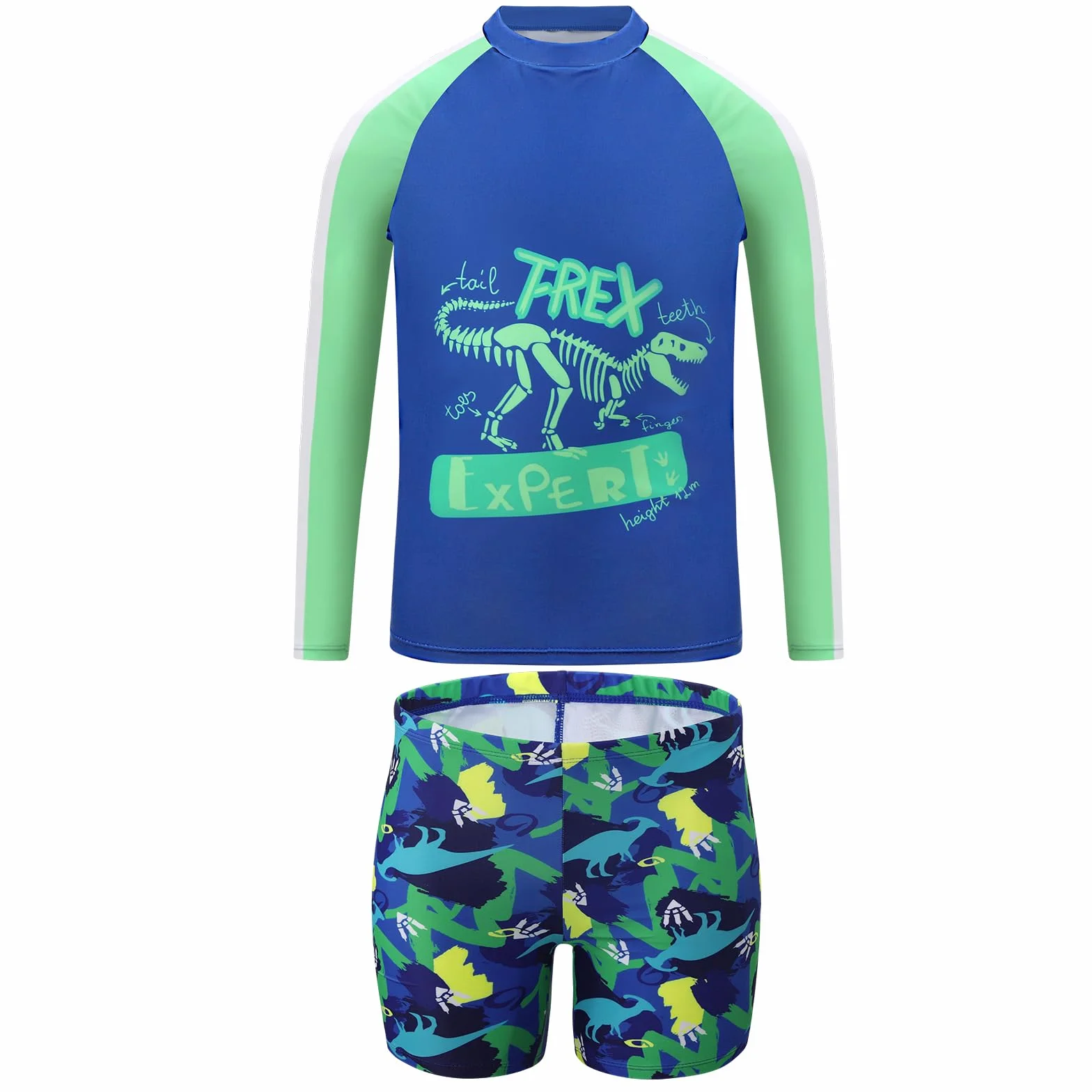 Costume Piscina Bambino Set Costumi da Bagno Mare Ragazzi Magliette Rash Guard Manica Lunga UV UPF50+ Protezione Asciugatura Rapida