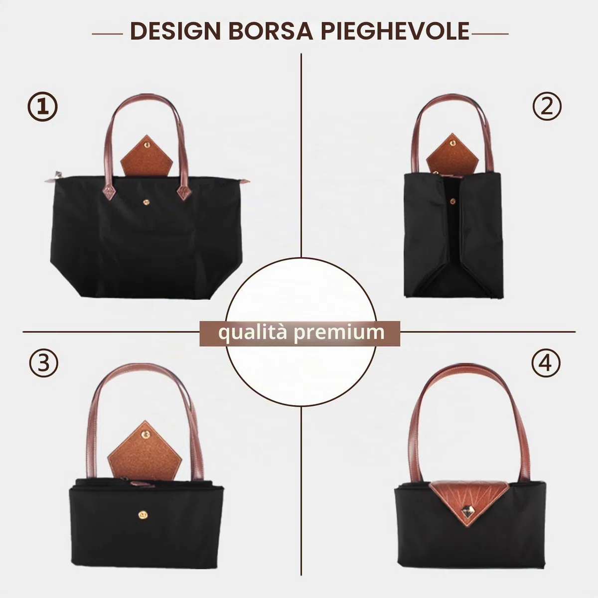 Borsa a mano da donna elegante borsa a tracolla in nylon impermeabile pieghevole da viaggio per spiaggia lavoro shopping grande