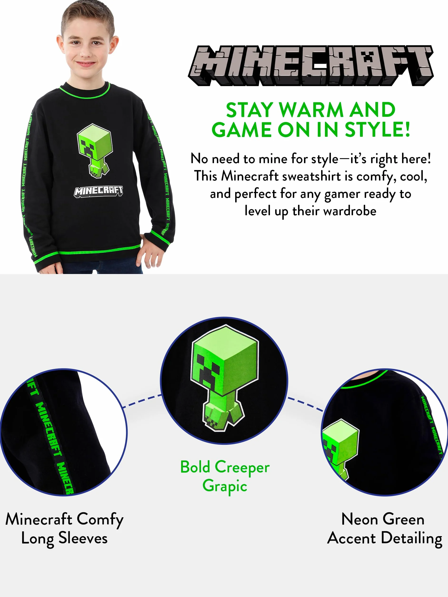 Minecraft Felpa per Ragazzi Creeper