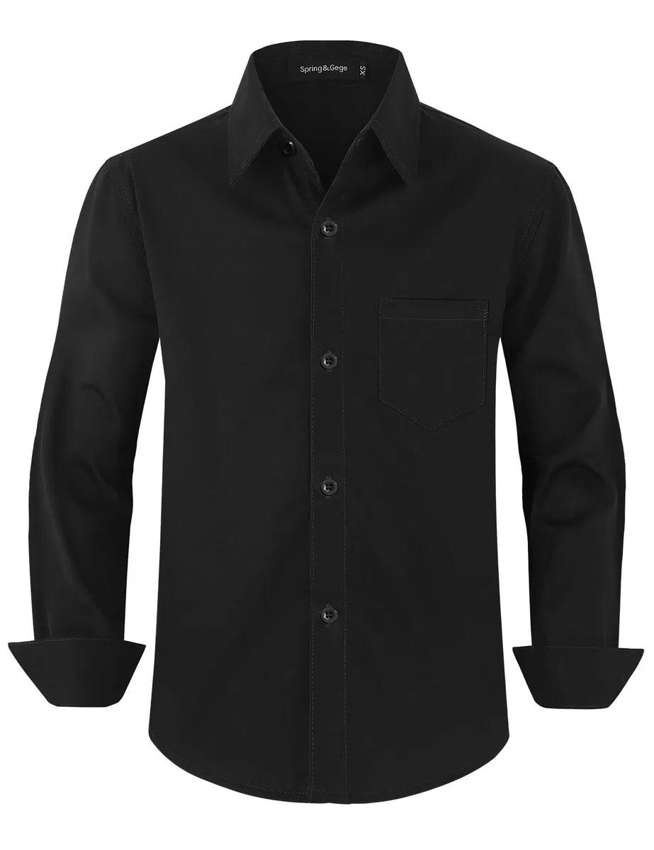 Spring&Gege Ragazzo Camicie a Manica Lunga Cotone Bambini (3-14 Anni)