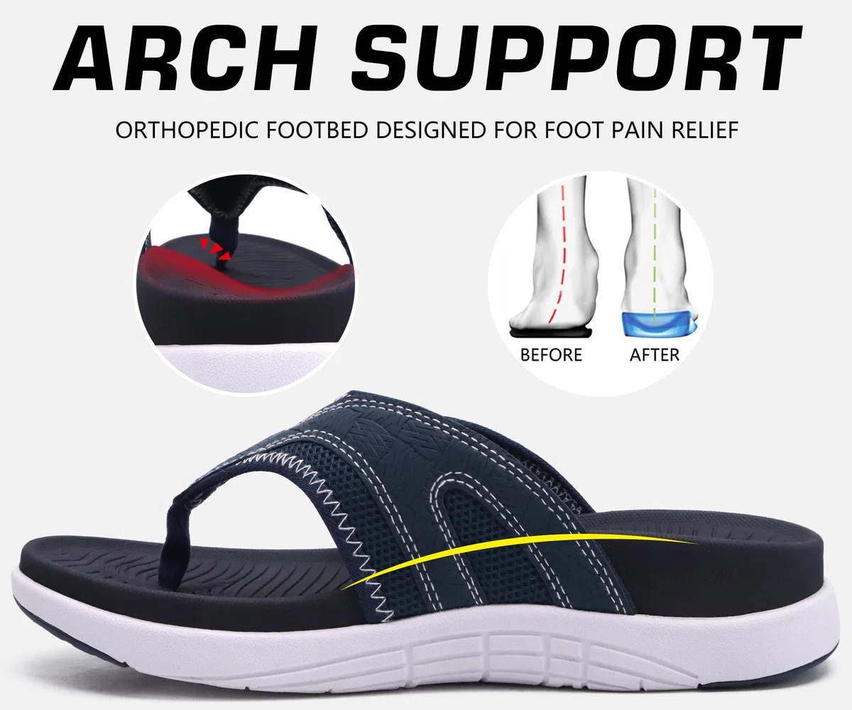 COFACE Infradito da Uomo Sandali con Supporto per Arco Plantare Sportivi Pantofole Ciabatte Estivi Flip Flops Mare Piscina Spiaggia All'aperto